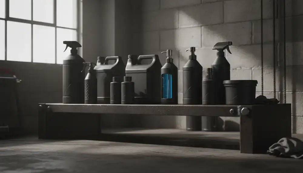 Gamme de produits d'entretien automobile sur étagère